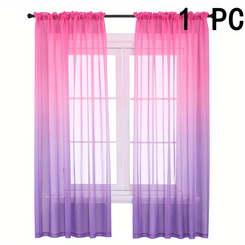 1pc Stunning Pink Purple Gradient Gauze Curtain - Rod Pocket Window Treatment for Bedroom, Office, Kitchen, Living Room, Study - Home Decor, Soft Filtered Light, Easy Installation, Versatile Design