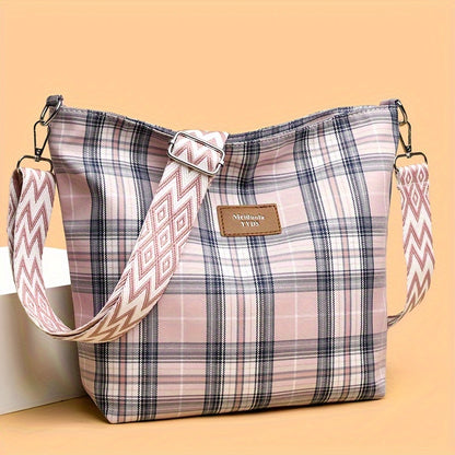 Spacious Elegant Tote Bag - Large Capacity Nylon Shoulder Bag for Women - Wide Strap, Multifunctional, Single-Shoulder, Versatile, Daily Commute, Travel Handbag with Stylish Design