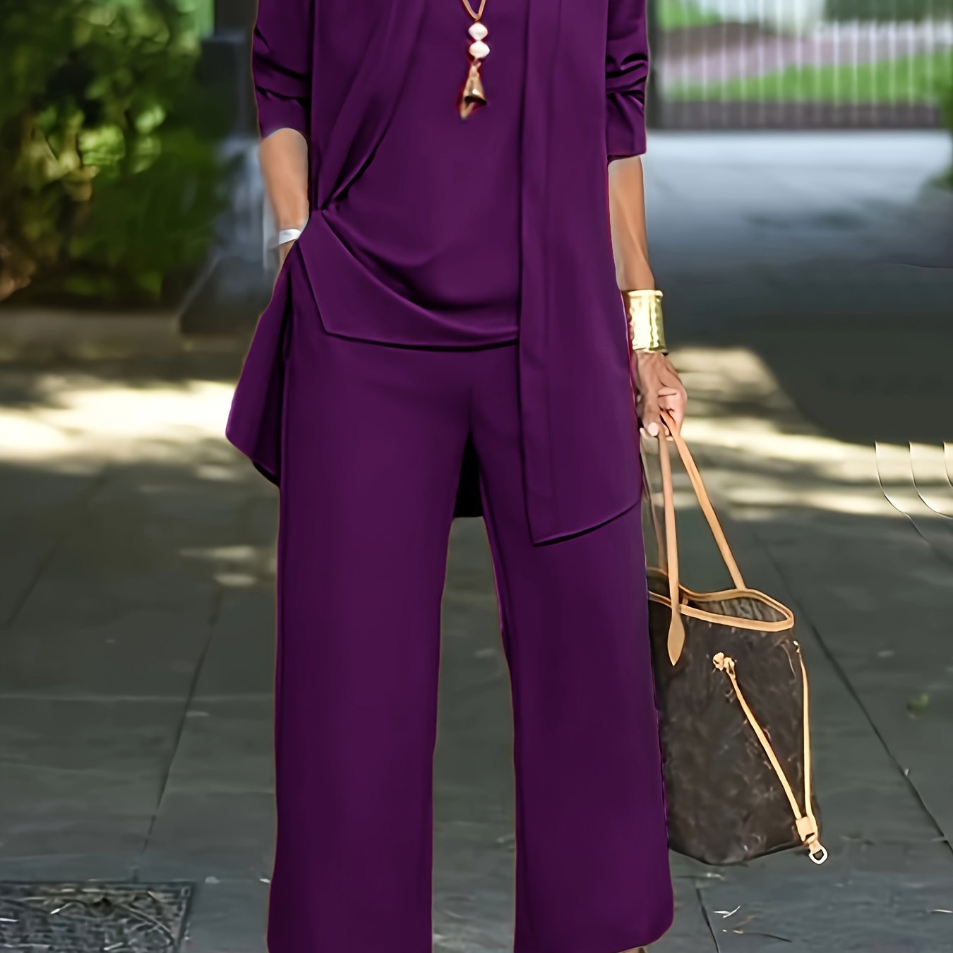 LOVECCR Casual Three-piece Solid Set, Long Sleeve Cardigan & Top & Long Pants Outfits, Women's Clothing