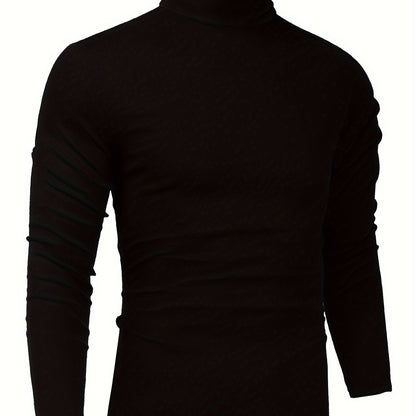 Men's Stylish Knitted Turtleneck Pullover Sweater - Soft, Lightweight, Slim Fit, Casual, Breathable, Versatile, Easy Care - Perfect for Daily Wear, Outdoor Activities, and Layering