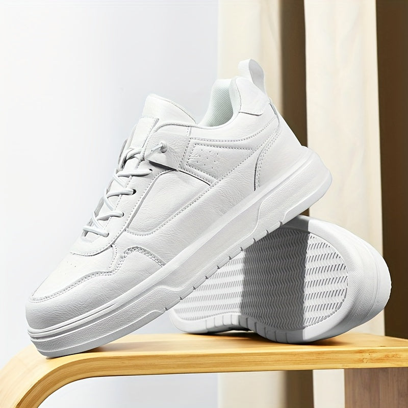 Men's Casual Comfort Skate Shoes - Stylish Solid Color, Lace-Up Sneakers with Durable MD Sole