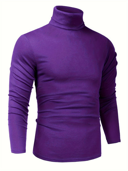 Men's Stylish Knitted Turtleneck Pullover Sweater - Soft, Lightweight, Slim Fit, Casual, Breathable, Versatile, Easy Care - Perfect for Daily Wear, Outdoor Activities, and Layering