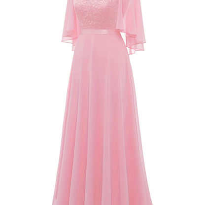 LOVECCR Timeless Solid Lace Aline Bridesmaid Dress - Chic Crew Neckline, Flattering Wedding Party Gown - Premium Womens Fashion