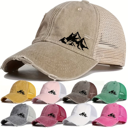 1pc Unisex Lightweight Solid Color Sports Baseball Cap with Hill Print Pattern - Adjustable Fit, Perfect for Outdoor Sports and Ideal Gift Choice
