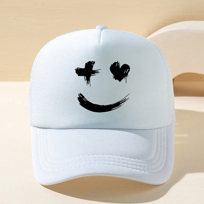 Summer Fun Cartoon Print Baseball Cap - Stylish Mesh Peaked Cap for Men and Women - Breathable, Adjustable, and Sunshade Cap for Outdoor Activities