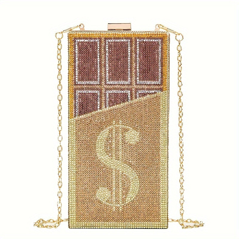 Classic Niche Poker Design Mini Shiny Dinner Wallet, Versatile Glitter Square Party Bag For Women, Novelty Wallet