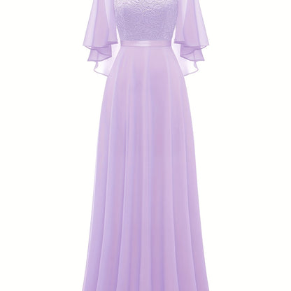 LOVECCR Timeless Solid Lace Aline Bridesmaid Dress - Chic Crew Neckline, Flattering Wedding Party Gown - Premium Womens Fashion