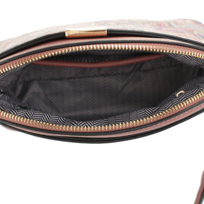 Women's Vintage Medium Vegan Leather Sling Bag - Paisley Pattern Fashion Crossbody Handbag with Classic Chain Strap - Stylish and Versatile