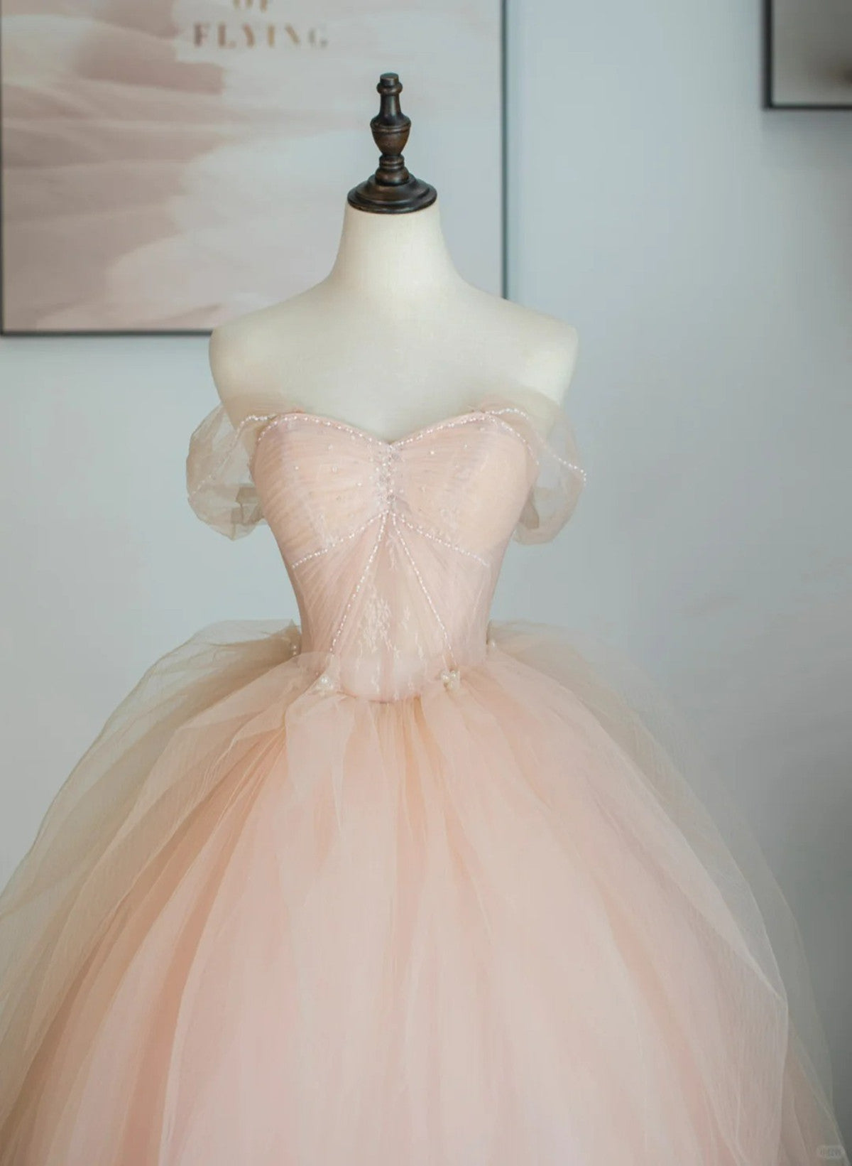 LOVECCRPink Tulle Sweetheart Ball Gown Cute Sweet 16 Dress, Pink Tulle Prom Dress