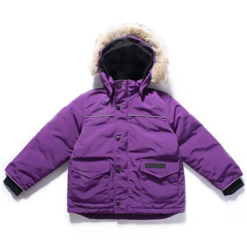 Kids Designer Down Coat Winter Jacket Boy Girl Baby Outerwear Jackets with Badge Thick Warm Outwear Coats Children Parkas Fashion Classic Parkas